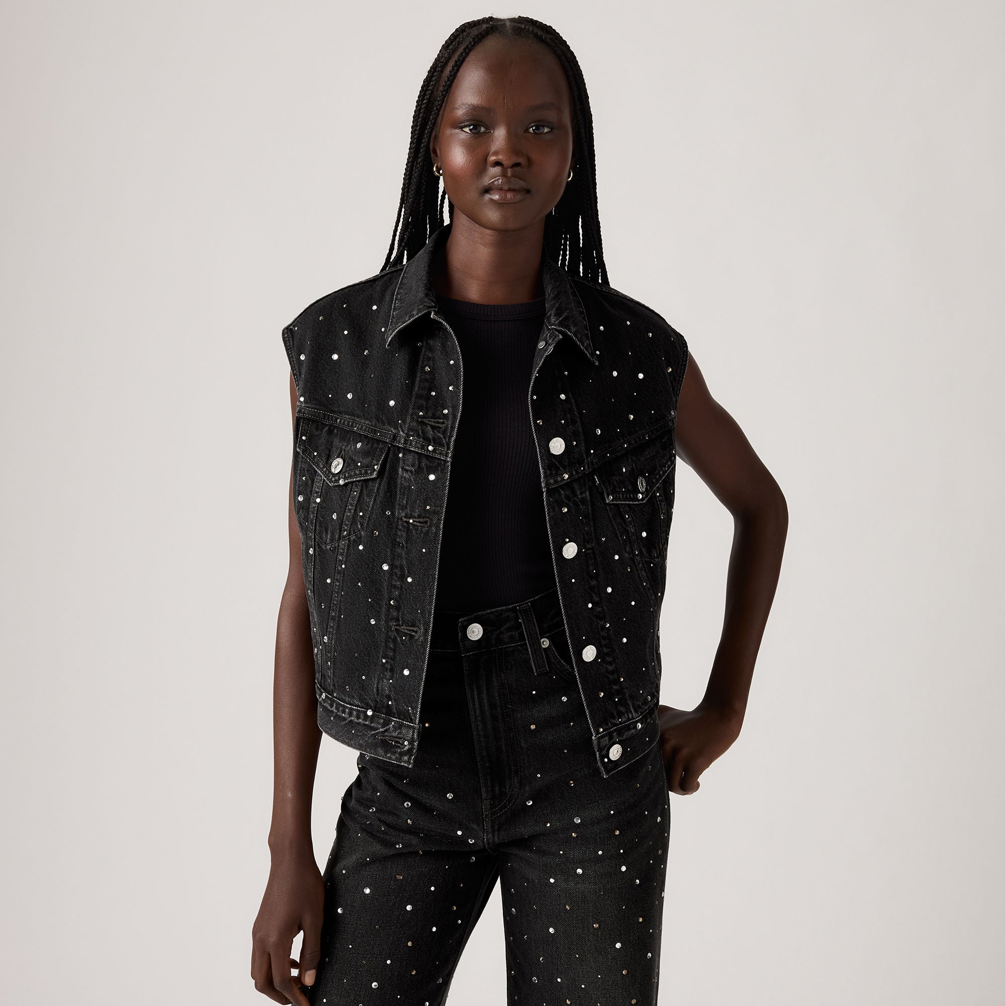 トップス 90s levis black denim vest jacket y2k Levi's® Women's Shrunken '90s Trucker Vest - Black | Levi's PH