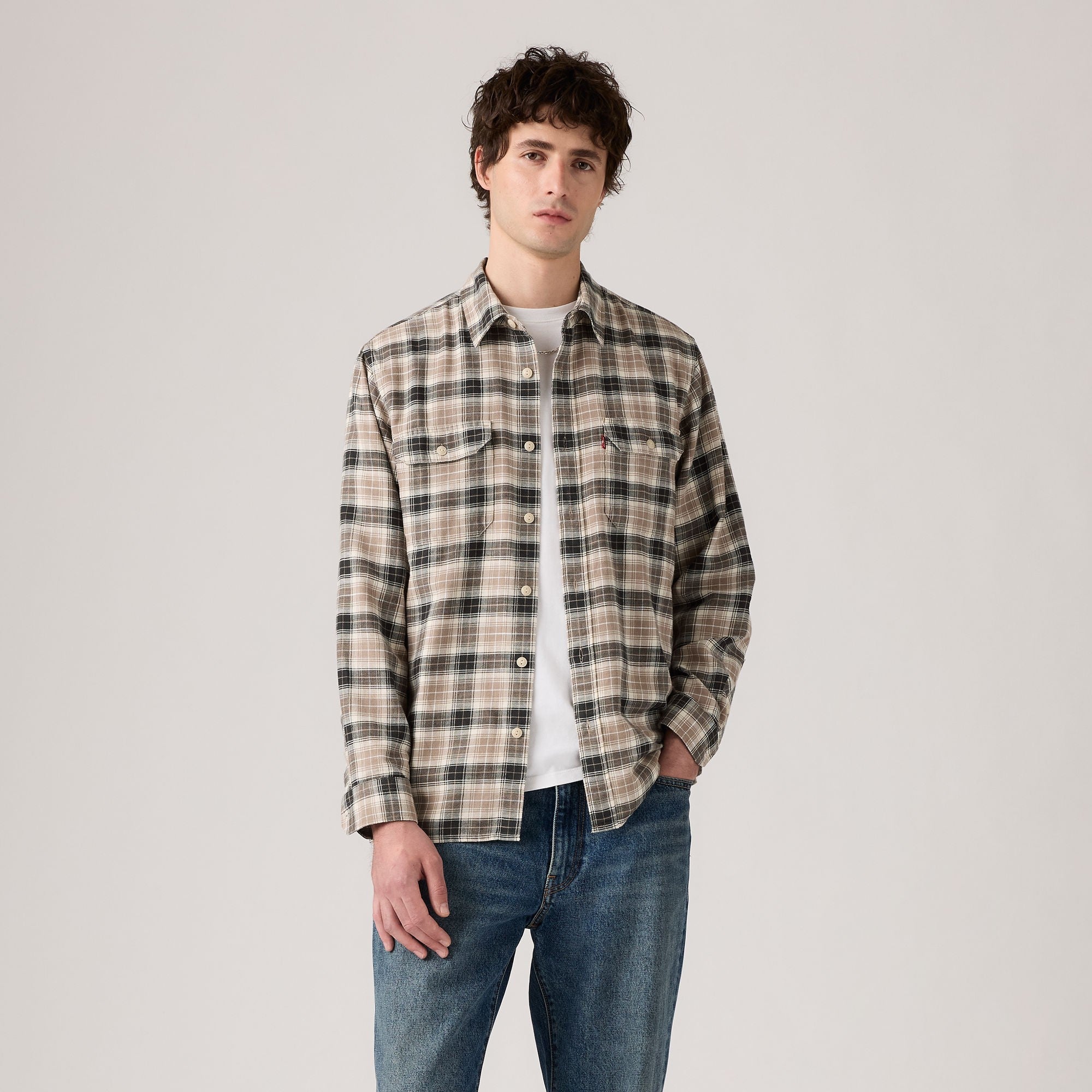 Mens Brown Plaid Button Up Shirt Levi