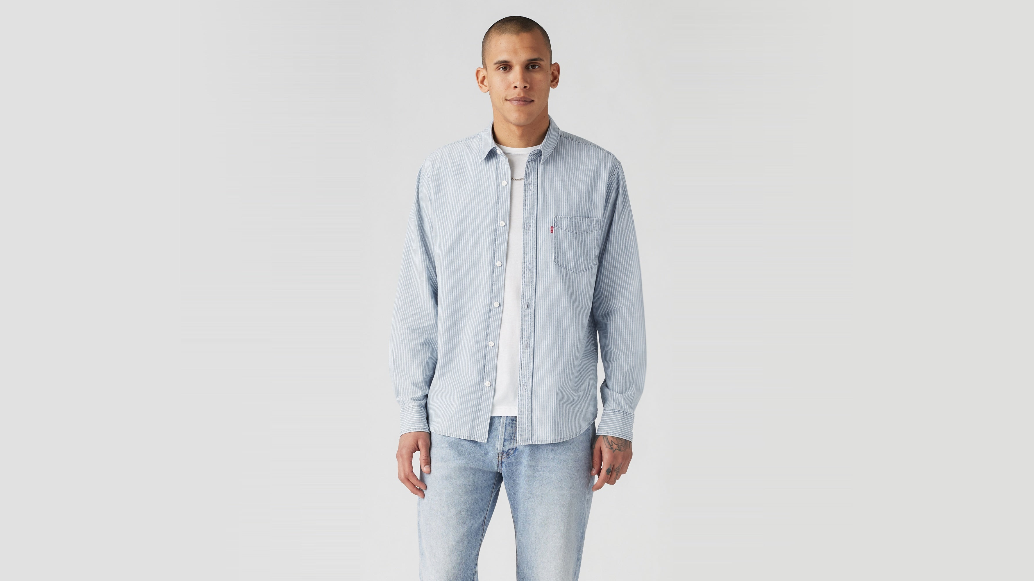 Levi's® Men's Classic Pocket Standard Fit Shirt Cinder Lt Wash Striped Chambray Levi's PH