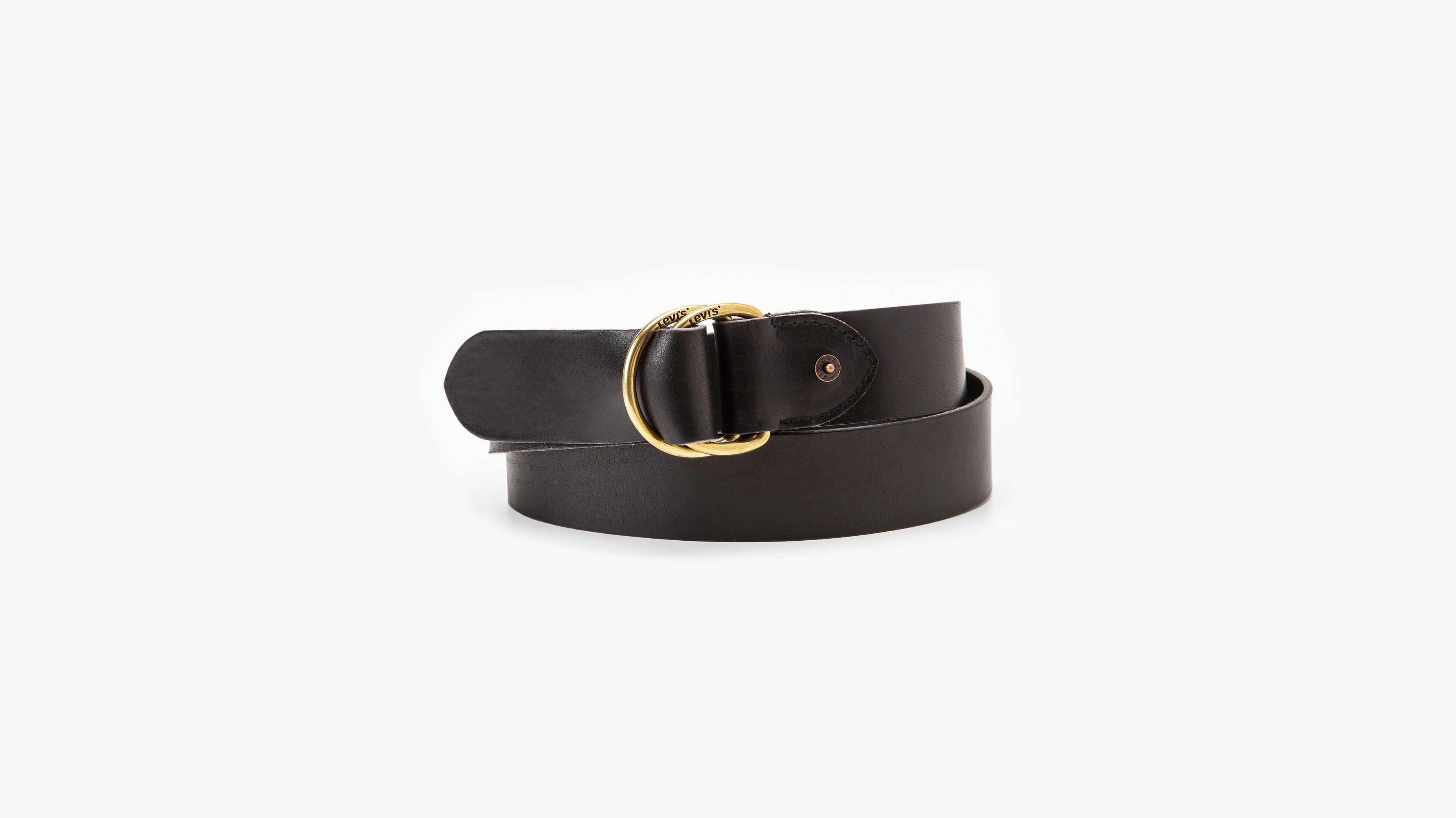 Levi's® Men's Washed Leather Ring Belt Black Levi's PH