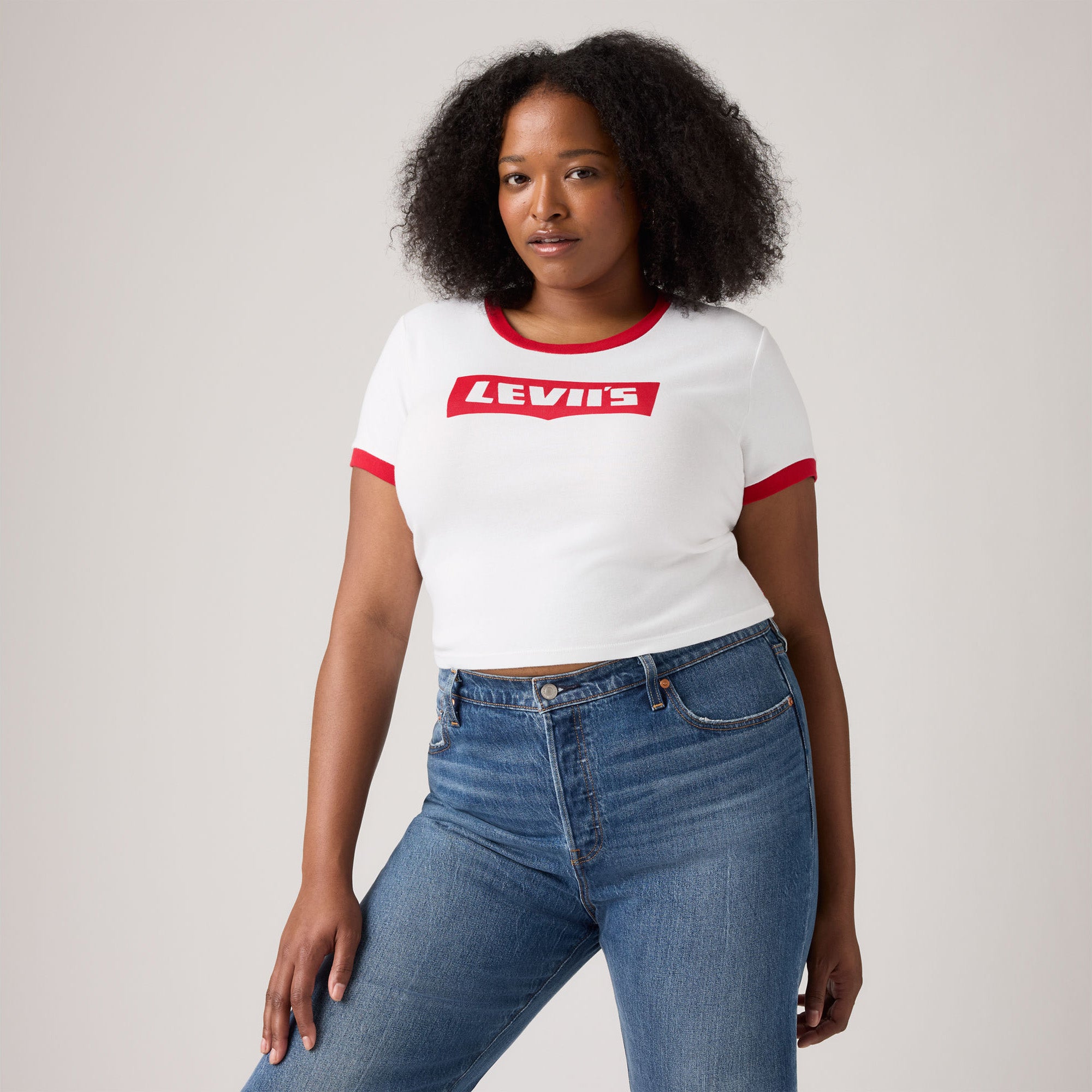 BEYONCÉ X LEVI’S® Graphic Essential Sporty Ringer Tee - White/Barbados ...