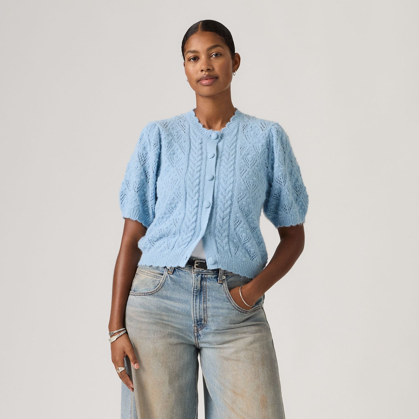 Levi's® Women's Pauline Pointelle Short-Sleeve Cardigan